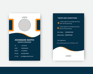 Modern and minimalist corporate ID card template design for your company, school, and college