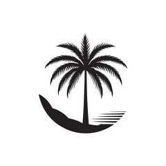 Fototapeta na wymiar Palm Tree Silhouette: Elegant Vector Illustrations Showcasing the Serenity of Palm Tree Silhouettes - Palm Tree Black Vector 
