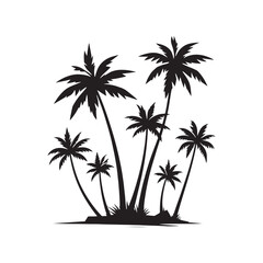Fototapeta premium Palm Tree Silhouette: Coastal Sophistication with Graphic Illustrations of Silhouetted Palm Fronds - Palm Tree Black Vector 
