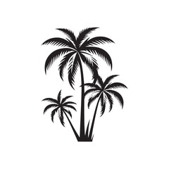 Palm Tree Silhouette: Minimalist Tropical Vibes with Chic Palm Graphics in Bold Black Vector - Palm Tree Black Vector
