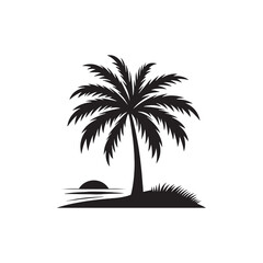 Fototapeta na wymiar Palm Tree Silhouette: Tropical Elegance Captured in Clean and Modern Black Vector Graphics - Palm Tree Black Vector 