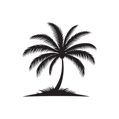 Palm Tree Silhouette: Detailed Vector Art Depicting the Tranquility of Palm Tree Silhouettes - Palm Tree Black Vector

