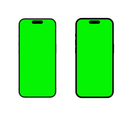 Mockup smartphone on green screen transparent background.