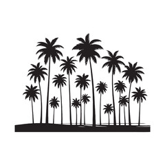 Palm Tree Silhouette: Aesthetic Tropical Flair with Detailed Palm Silhouettes - Palm Tree Black Vector
