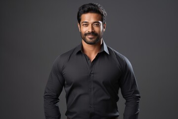 Obraz premium A man in a black shirt posing for a picture