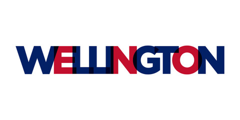 Wellington in the New Zealand emblem. The design features a geometric style, vector illustration with bold typography in a modern font. The graphic slogan lettering.