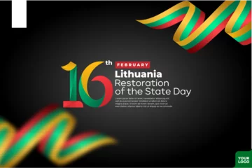 Deurstickers Lithuania restoration of the state day with flag background and 16th February logotype © Artsetya