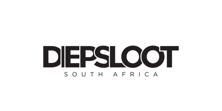 Diepsloot in the South Africa emblem. The design features a geometric style, vector illustration with bold typography in a modern font. The graphic slogan lettering.