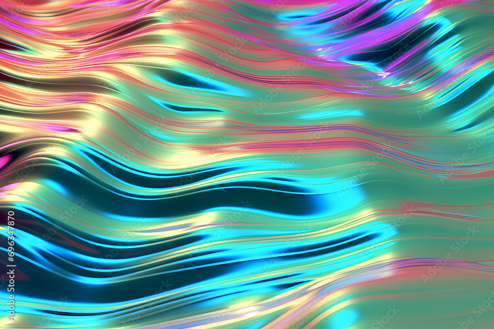 Poster high detailed close-up of blue water in the pool. side view. copy space.bokeh light neon purple ripp
