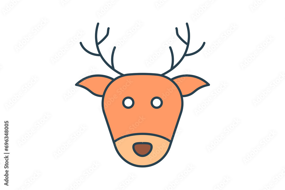 Poster reindeer icon. icon related to christmas and the end of the year. flat line icon style. simple vecto