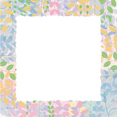 パステルピンクの植物が生えるベクターフレーム素材