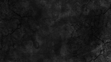 Dark black grunge textured concrete old blackboard and chalkboard rough background. Panorama dark grey black slate background or texture. Vector black concrete texture. Stone wall background.