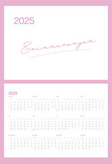 Minimalistic calendar grid for 2025 in German