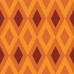 Retro diamond shapes seamless pattern in orange and brown. For wallpaper, textile, home décor and fabric 