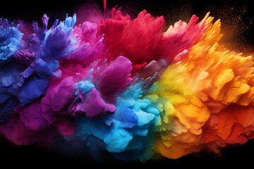 colorful rainbow holi paint color powder explosion.