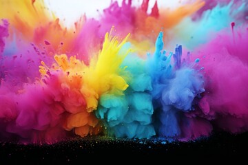 colorful rainbow holi paint color powder explosion. - 696350275
