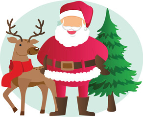 Reindeer with santa claus Vector Illustration that can be easily modified or edit

