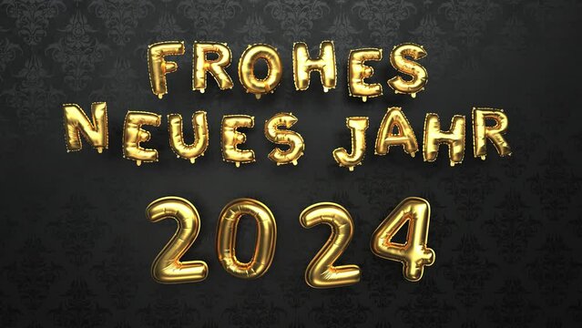 4k Video Frohes Neues Jahr 2024 Ornamente. Endlosschleife, ProRes 4444. 
