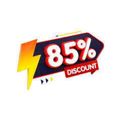 3d rendering of golden 85 percent discount Number for your unique selling poster banner ads Party or birthday design