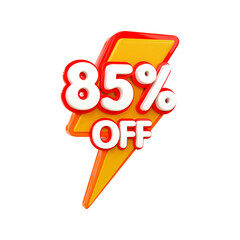 Special offer sale 85% discount sale tags 3d number concept discount promotion sale offer price sign