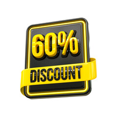 Special offer sale 60% discount sale tags 3d number concept discount promotion sale offer price sign