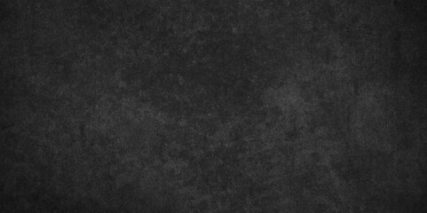 Dark black grunge textured concrete old blackboard and chalkboard rough background. Panorama dark grey black slate background or texture. Vector black concrete texture. Stone wall background.