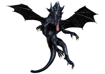 3D Rendering Fairy Tale Dragon on White