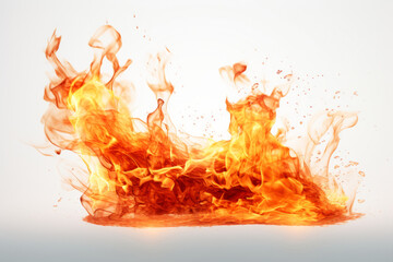 Fire flames isolated on white background. Abstract fire background