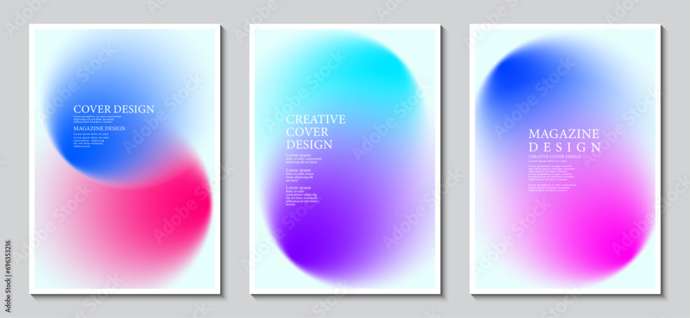 Poster blurred backgrounds set with modern abstract blurred color gradient patterns. idea templates collect