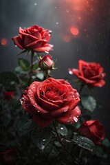 red roses on black background