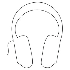 Continuous headphones design in single line art drawing outline vector illustration