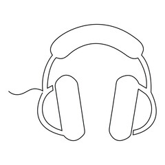 Continuous headphones design in single line art drawing outline vector illustration
