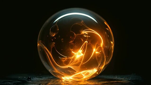 Animation of a crystal ball with lightning inside
