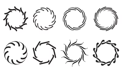 Fotobehang Collection of abstract circle logos. Abstract radial lines logo. Abstract circular border © Ancala