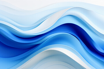 Fototapeta premium waves abstract minimalist bright electric blue and white on white background, 4k