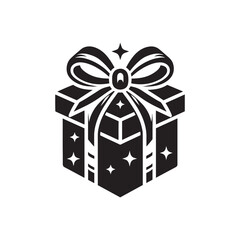 Surprise Box Silhouette - Minimalist and Timeless Gift Box Outline, Suitable for Various Design Themes and Concepts - Surprise Box Black Vector
