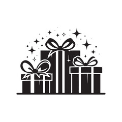 Surprise Box Silhouette - Modern and Chic Gift Box Design in Silhouette, Perfect for Expressing Festive Cheer - Surprise Box Black Vector
