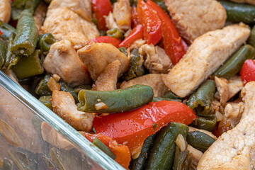 Chicken asian salad .Grilled salad with zucchini, eggplant, onion, pepper and tomato
