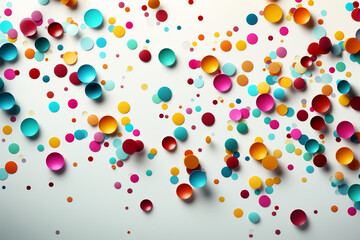 colorful confetti on solid white background, 3d render, realistic, 4k 