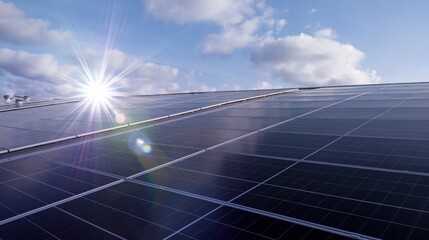 Photovoltaic solar panels mounted on building roof for producing clean ecological electricity at sunset.Photovoltaic panels on the roof.View of solar panels in the building,renewable energy concept
