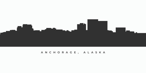 Anchorage city skyline silhouette illustration