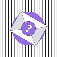 Sealed envelope with purple circle and question