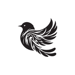 Obraz premium bird silhouette: Forest Hawks, Woodland Owls, and Mystic Birds of Prey in Enigmatic Silhouettes - Minimallest bird black vector 