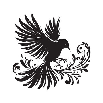 recommend clip art: bird silhouette: Celestial Sunbirds, Lunar Flight, and Astral Avian Beauty in Ethereal Silhouettes - Minimallest bird black vector
                    