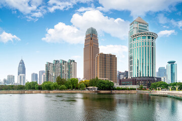 Fototapeta na wymiar High-rise buildings in Wuhan financial district