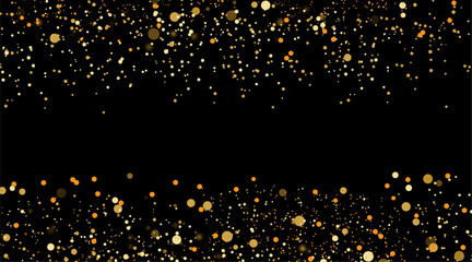 Golden glitter border on black background