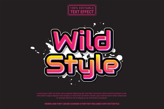 Editable text effect Wild Style 3d cartoon template style modern premium vector