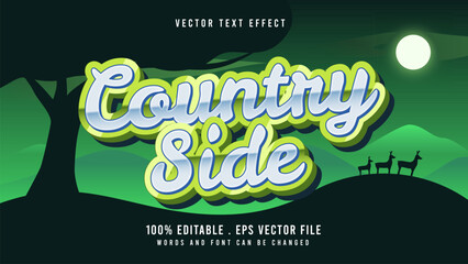 Eps 3d countryside green editable text effect - obrazy, fototapety, plakaty