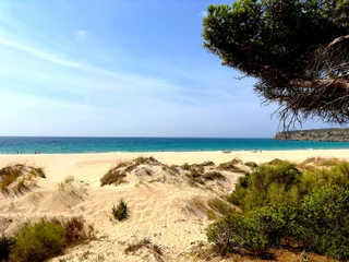 Cercles muraux Plage de Bolonia, Tarifa, Espagne view to the beautiful beach and dunes at the Playa de Bolonia at the Costa de la Luz, Andalusia, Cadiz, Spain