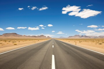 Fototapeta na wymiar Adventure travel on an empty desert asphalt highway